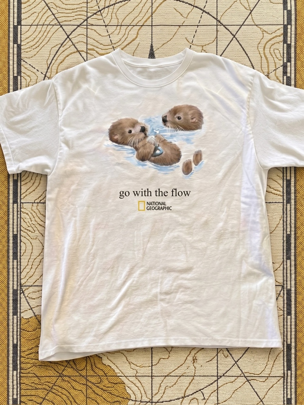 National Geographic Sea Otters Graphic Tee - Go With The Flow White T-Shirt